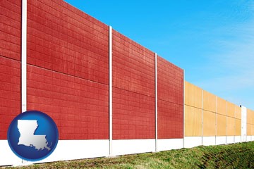 a highway noise barrier - with Louisiana icon